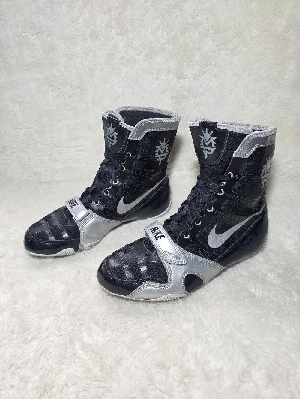 Nike Hyperko 1 MP Manny Pacquiao Boxing Boots Black Silver 477872-021 Size 9 - Picture 4 of 11